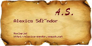 Alexics Sándor névjegykártya